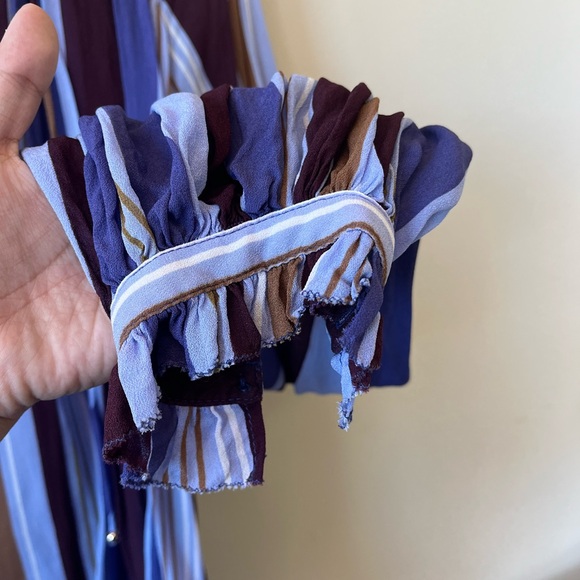 Banana Republic purple brown striped balloon sleeve top - Picture 3 of 5